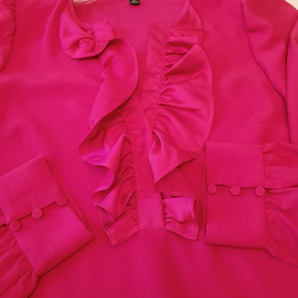 J. Crew Satin Long Sleeve Ruffle Front Crepe Top